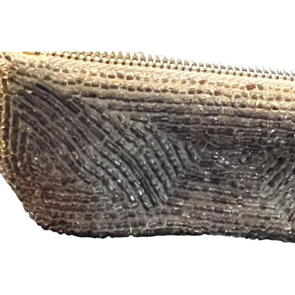 RARE Vtg Beaded Slipper Coin Purse Lipstick Holder Zippered Silk Lining Japan 5" - Picture 2 of 11